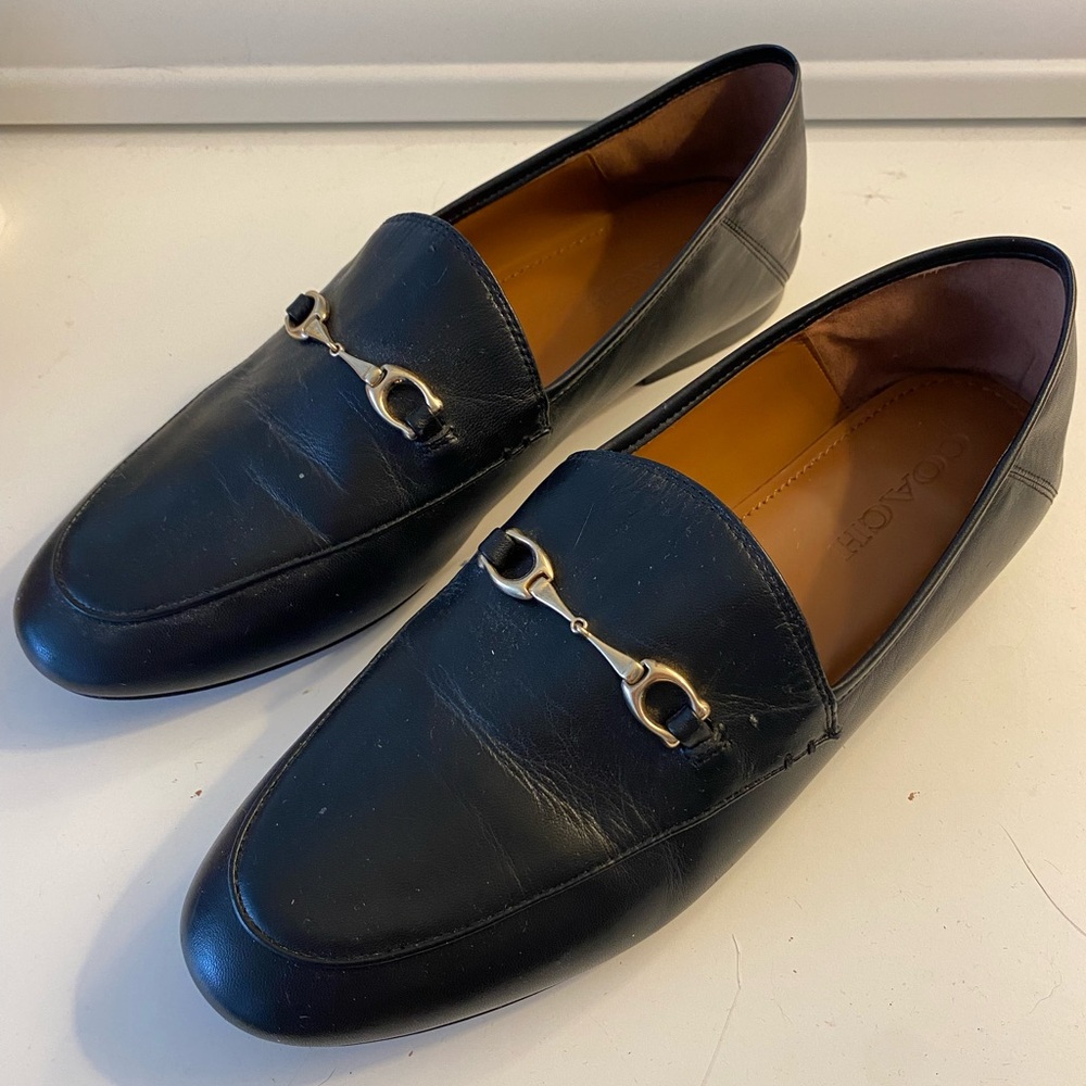 Coach Women’s 9.5 Black Leather Loafer Flat Shoes